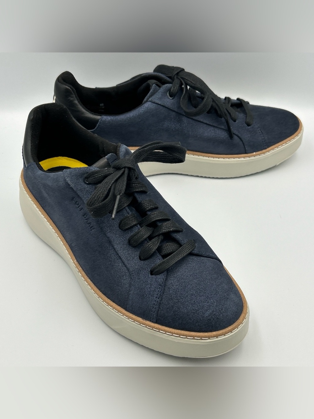COLE HAAN Grandpro Topspin Platform Sneaker Womens 8B Blue Shimmery Leather